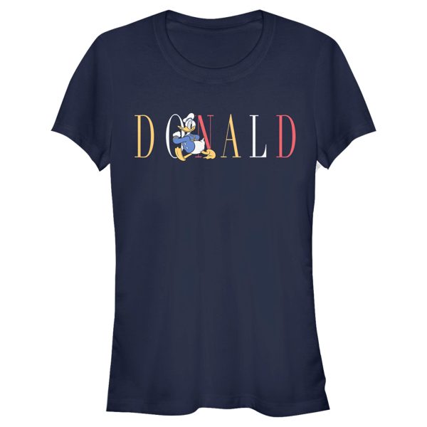 Junior’s Mickey & Friends Donald Duck Colorful Text T-Shirt