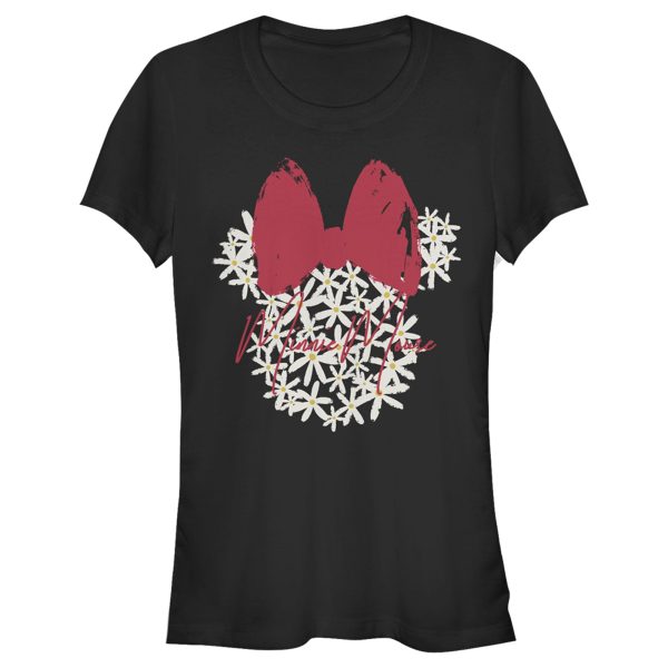 Junior’s Mickey & Friends Floral Minnie Mouse Logo T-Shirt