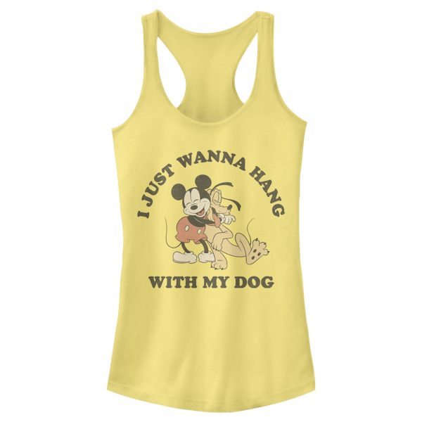 Junior’s Mickey & Friends I Just Wanna Hang with my Dog Pluto Racerback Tank Top