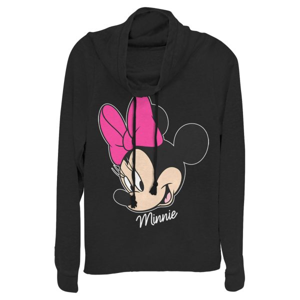 Junior’s Mickey & Friends Minnie Mouse Portrait Cowl Neck Sweatshirt