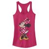 Junior’s Mickey & Friends Minnie Mouse Portrait Distressed Racerback Tank Top