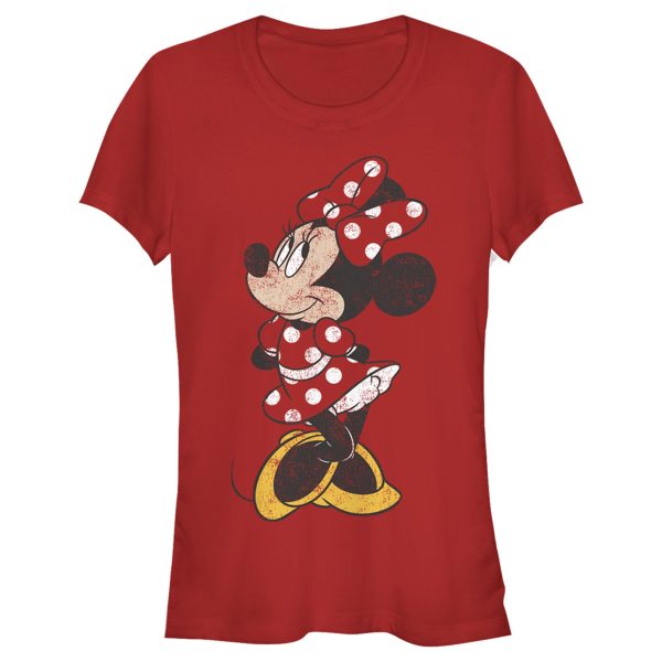 Junior’s Mickey & Friends Minnie Mouse Portrait Distressed T-Shirt