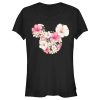 Junior’s Mickey & Friends Pink Floral Mickey Mouse Logo T-Shirt