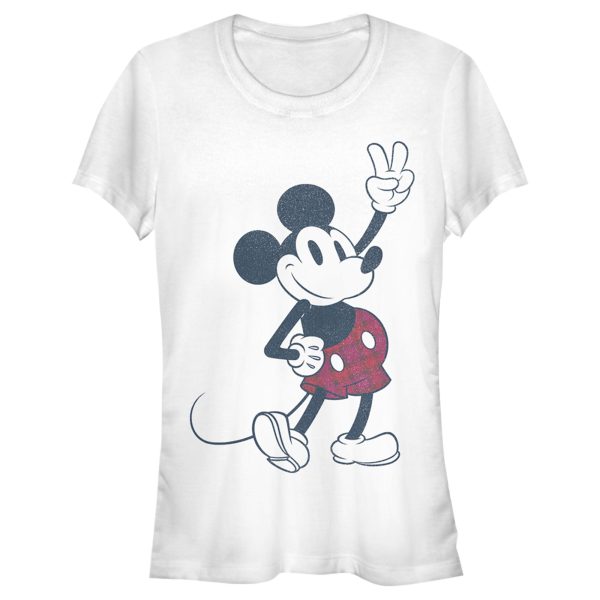 Junior’s Mickey & Friends Plaid Mickey Mouse Retro T-Shirt