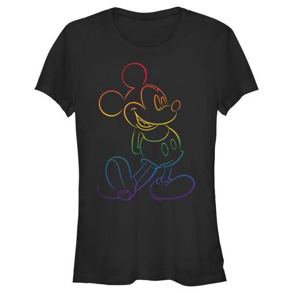 Junior’s Mickey & Friends Rainbow Mickey Mouse Outline T-Shirt