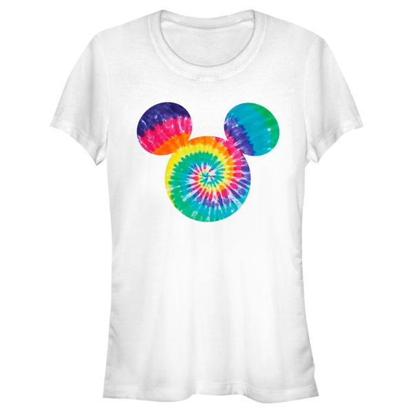 Junior’s Mickey & Friends Rainbow Tie-Dye Mickey Mouse Logo T-Shirt