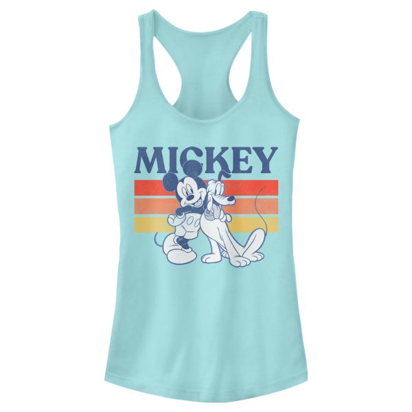 Junior’s Mickey & Friends Retro Pluto and Mickey Mouse Racerback Tank Top