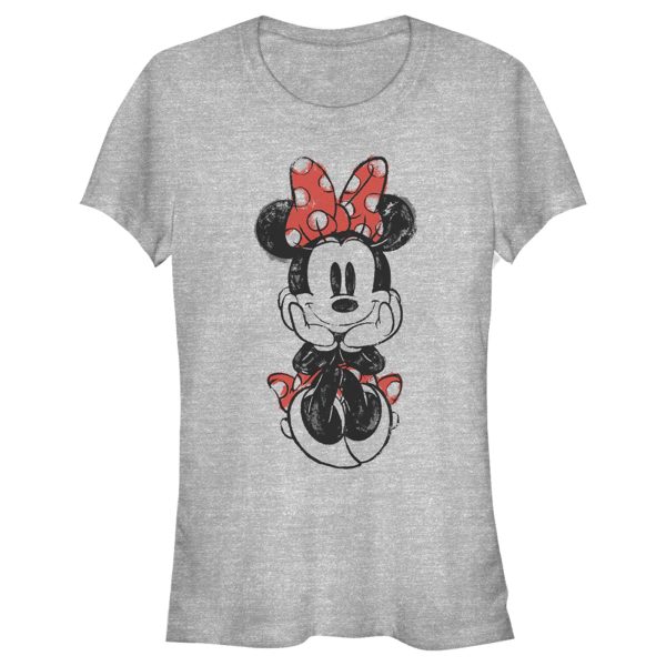 Junior’s Mickey & Friends Sitting Minnie Sketch T-Shirt