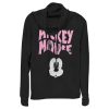 Junior’s Mickey & Friends Surprised Pink Logo Cowl Neck Sweatshirt