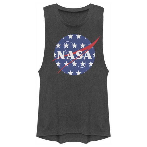 Junior’s NASA American Flag Large Stars Logo Festival Muscle Tee