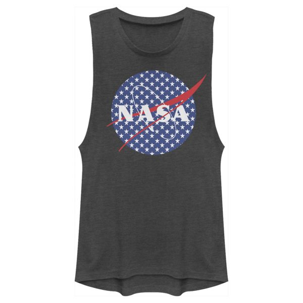 Junior’s NASA American Flag Stars Logo Festival Muscle Tee