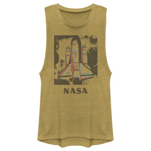 Junior’s NASA Color Pop Launch Edgy Palm Tree Festival Muscle Tee