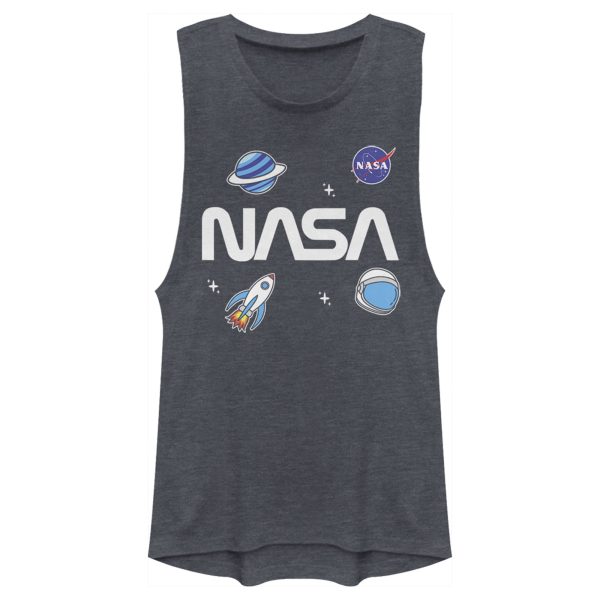 Junior’s NASA Logo Space Emoji Festival Muscle Tee