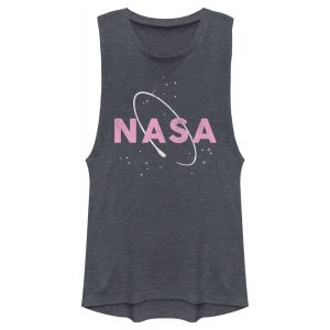 Junior’s NASA Logo With Space Ring Festival Muscle Tee