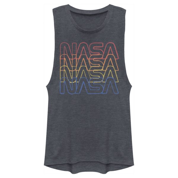 Junior’s NASA Rainbow Repeat Logo Festival Muscle Tee