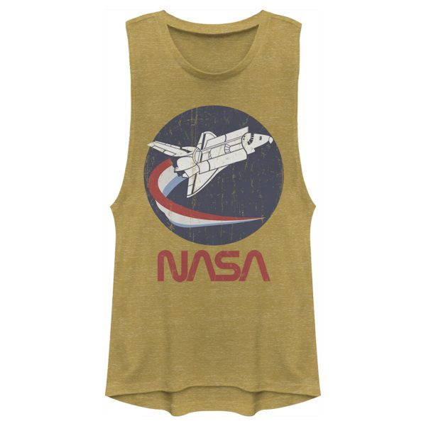 Junior’s NASA Shuttle Three Color Swoosh Circle Festival Muscle Tee