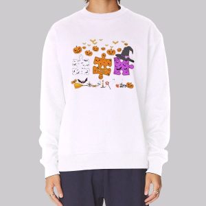 Autism Pumpkin Puzzle Witch Sweatshirt
