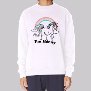 Colorful Unicorn Im Horny Sweatshirt