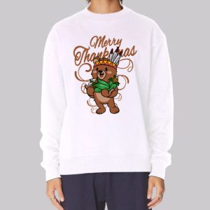Cute Bear Happy Merry Thanksmas Sweatshirt 4