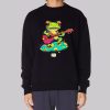 Frog Playing Cute Ukulele on Mushroom Sweatshirt