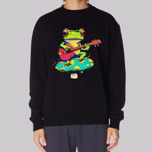 Frog Playing Cute Ukulele on Mushroom Sweatshirt Frog Playing Cute Ukulele on Mushroom Sweatshirt