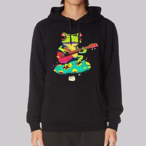 Frog Playing Cute Ukulele on Mushroom Sweatshirt