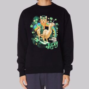Funny Lucky St Patricks Day Cat Sweatshirt 4