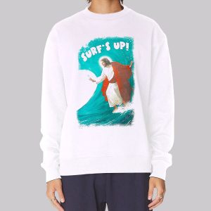 Funny Parody Jesus Surfing Sweatshirt Funny Parody Jesus Surfing Sweatshirt
