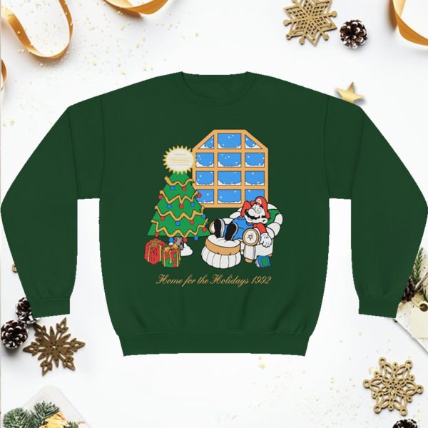 1992 Christmas Mario Home For The Holidays Sweatshirt