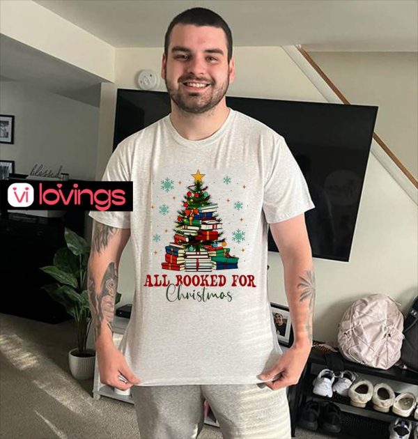 All Booked for Christmas tree shirt