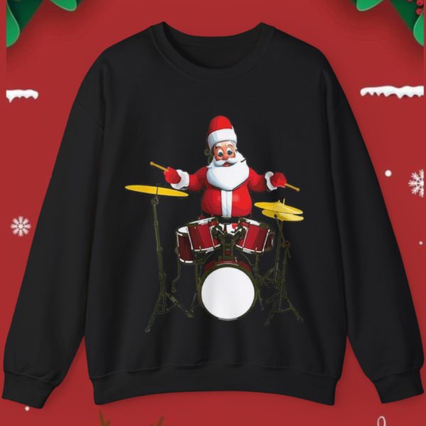 Drummer Santa Playing Drums Christmas Sweatshirt