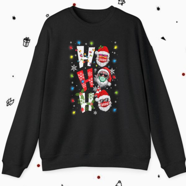 HO HO HO Christmas Santa With Face Mask Sweatshirt