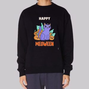 Happy Meoween Purple Cat Sweatshirt 3 Happy Meoween Purple Cat Sweatshirt 4