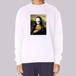 Mona Lisa Alien UFO Mask Fun Sweatshirt 3 Mona Lisa Alien UFO Mask Fun Sweatshirt 4