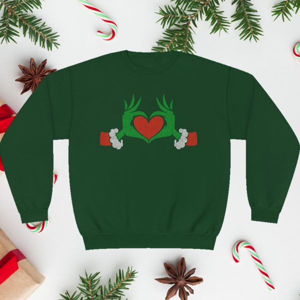 Rare Ugly Elf With Cute Heart Hands Style Christmas Sweatshirt