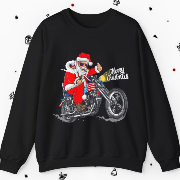 Santa Claus Christmas USA Biker Motorcycle Motorbike Gift Sweatshirt