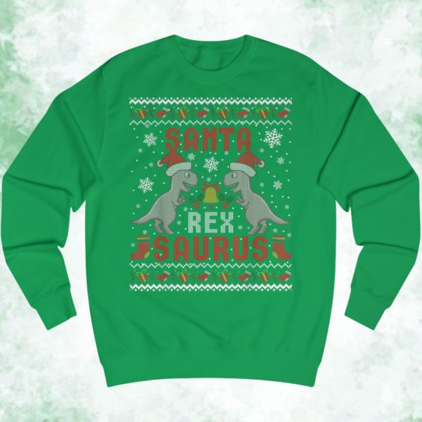 Santa Saurus Rex Christmas Ugly Sweatshirt