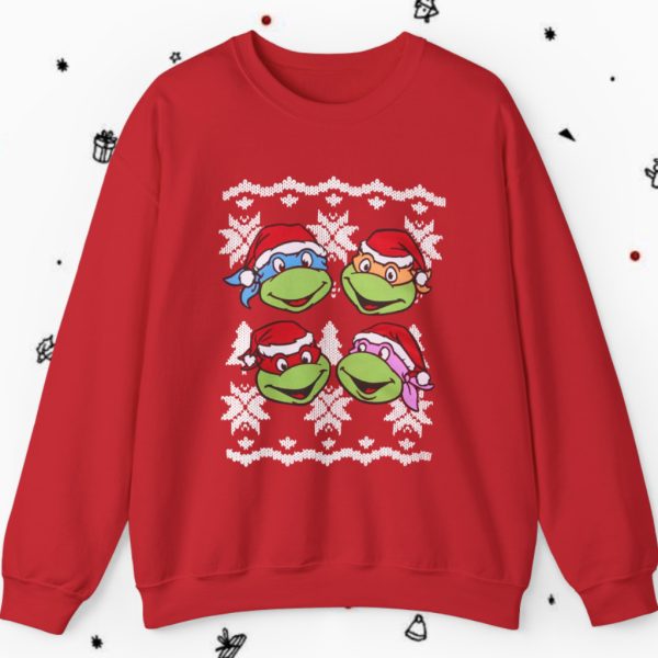 Teenage Mutant Ninja Turtles Faces Ugly Christmas Sweatshirt