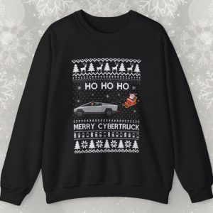 Tesla Santa Claus HO HO HO Merry Cybertruck Is Disrupting The Holiday Ugly Christmas Sweatshirt