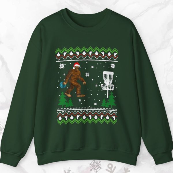 Ugly Disc Golf Christmas BigFoot Playing Golf Sweatshirt