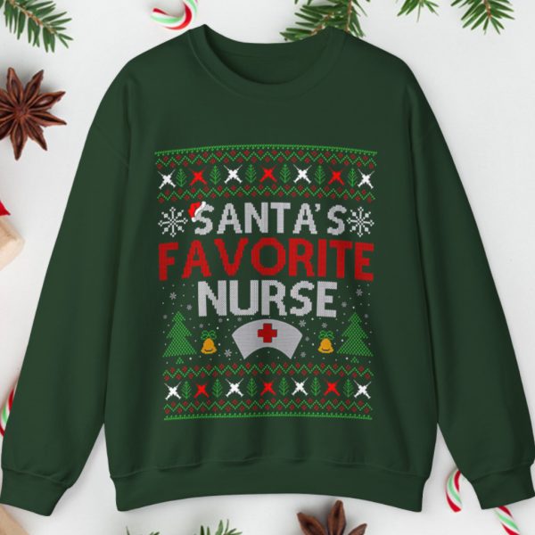 Ugly Nurse Xmas Gift Santa’s Favorite Nurse Christmas Sweatshirt