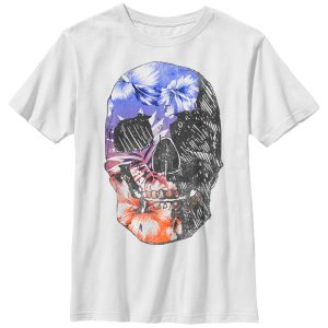 Boy’s Lost Gods Hawaiian Print Skull T-Shirt