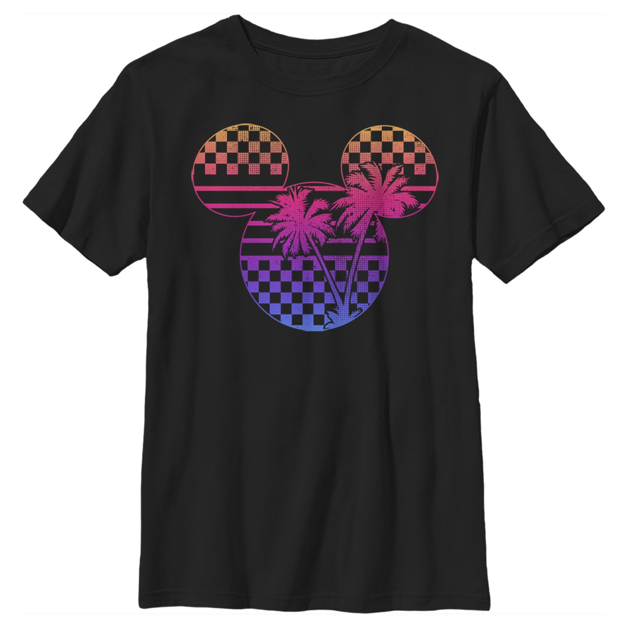 Boy's Mickey & Friends Mickey Mouse Neon Palm Trees Silhouette T-Shirt Boy's Mickey & Friends Mickey Mouse Neon Palm Trees Silhouette T-Shirt