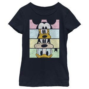 Girl’s Mickey & Friends Distressed Group Cropped Portraits T-Shirt 7165523067020
