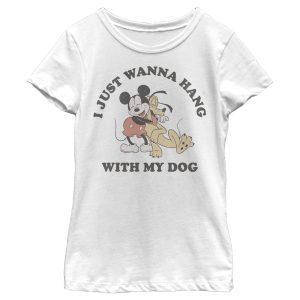 Girl’s Mickey & Friends I Just Wanna Hang with my Dog Pluto T-Shirt 6765108887692