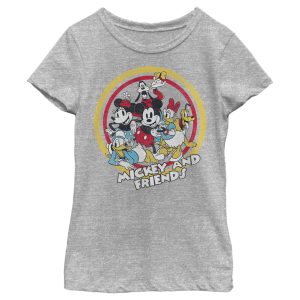Girl’s Mickey & Friends Mickey & Friends Retro Group Circle T-Shirt 6765088637068