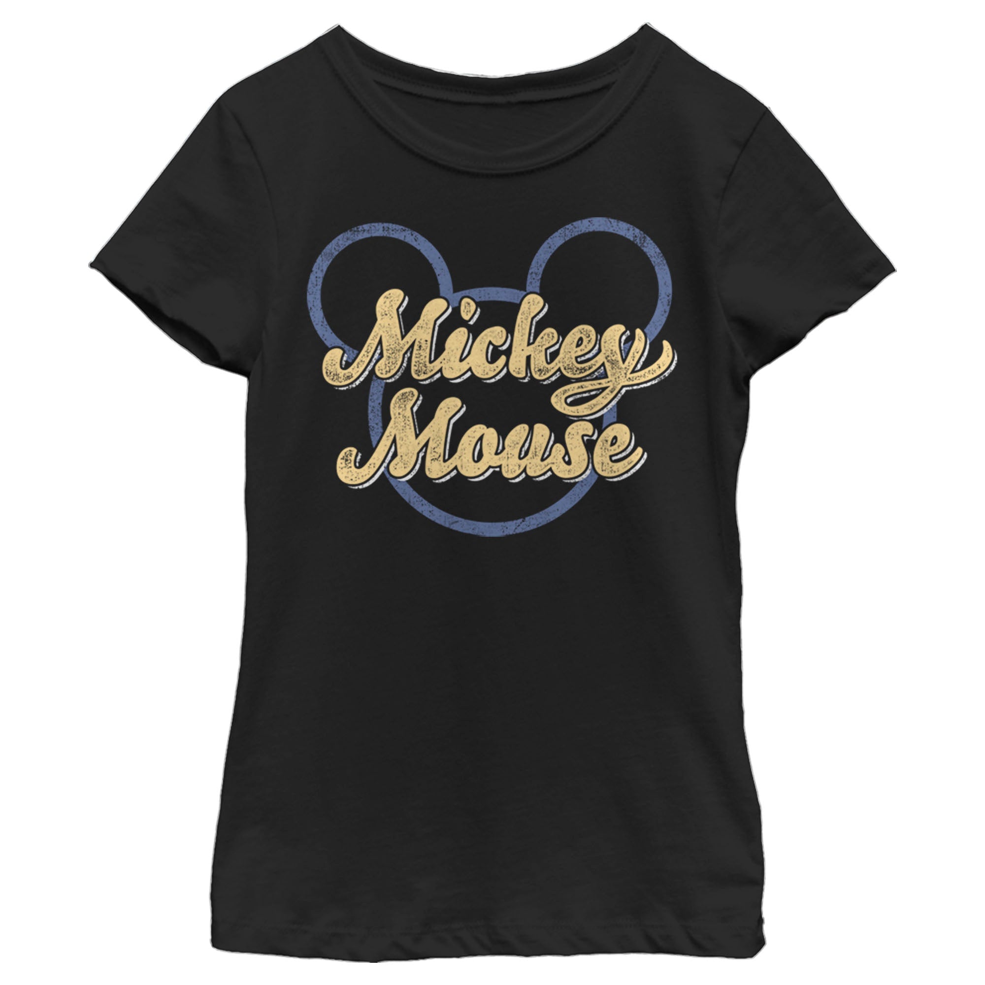 Girl's Mickey & Friends Mickey Mouse Distressed Name Silhouette T-Shirt 6765088604300 Girl's Mickey & Friends Mickey Mouse Distressed Name Silhouette T-Shirt 6765088604300