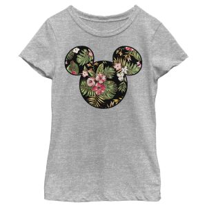 Girl’s Mickey & Friends Mickey Mouse Floral Silhouette T-Shirt 6765101547660