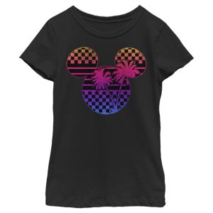 Girl’s Mickey & Friends Mickey Mouse Neon Palm Trees Silhouette T-Shirt 6765100105868
