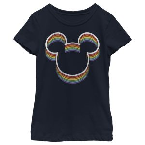 Girl’s Mickey & Friends Mickey Mouse Rainbow Silhouette T-Shirt 6765095190668